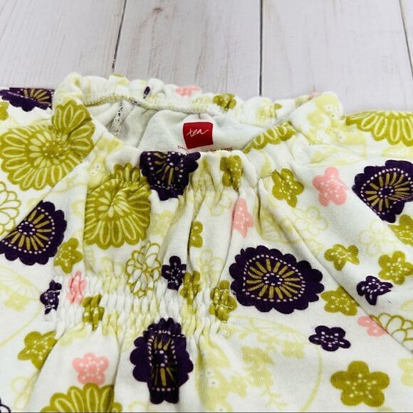 Tea Collection green purple pink cream floral shorts onesie - Picture 5 of 5
